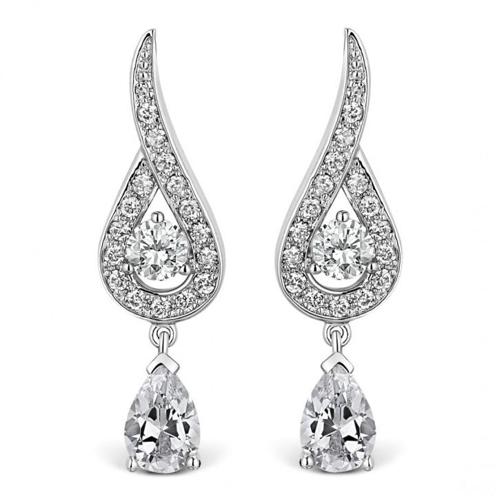 Ballerina Diamond & CZ Dropper Earrings