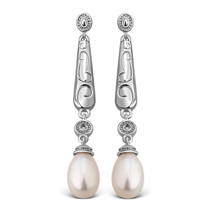 Eleve Diamond & Pearl Drop Earrings