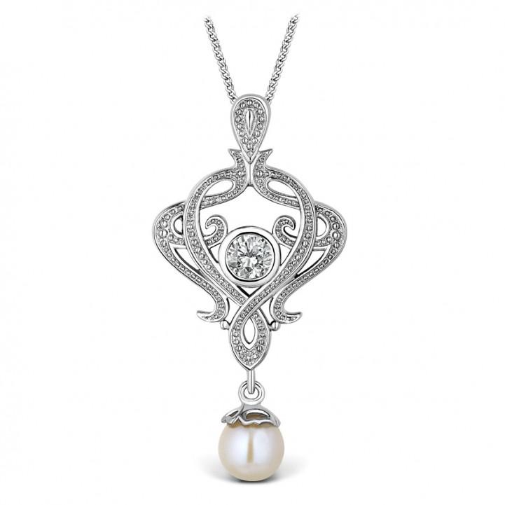 Estala Diamond, Pearl & CZ Necklace