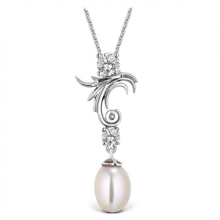 Lillia Diamond, Pearl & CZ Necklace