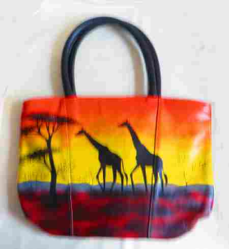 African sun giraffe bag, fair trade leather animal bag