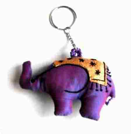 cotton elephant keyring, fair trade elephant keyring charm