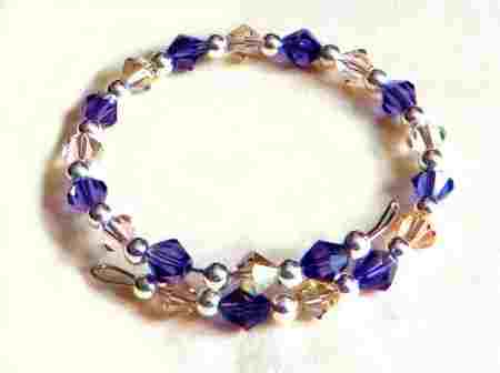 Amethyst crystal bracelet, swarovski memory wire bracelet