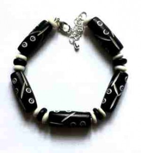 mens black bone bracelet, black carved bracelet, mens chunky bone bracelet