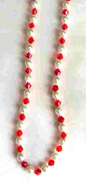 red swarovski crystal and glass pearl necklace
