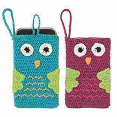 crochet owl mobile case, fair trade handmade mobile case, cotton own mobile case