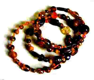amber and brown glass spiral bracelet, chunky memory wire bracelet