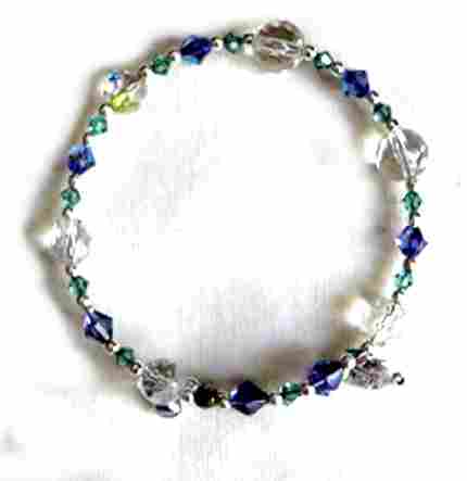 purple clear crystal bracelet, swarovski wire bracelet