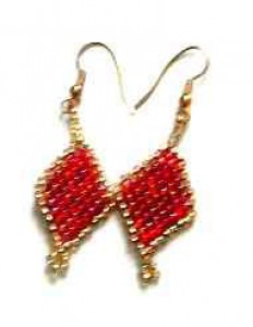 diamond shaped beaded earrings, handmade beaded earrings