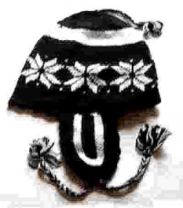 black snowflake hat with earflaps