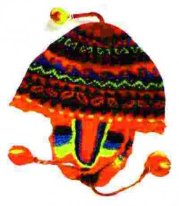 fair trade childs hat with ear flaps and tassels
