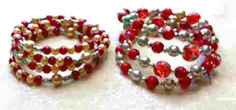 red pearl chnky bracelets, cuff wire bracelets