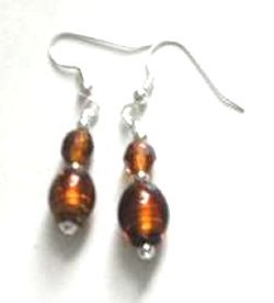 Amber glass foil earrings