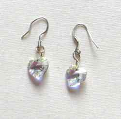 irridescent crystal heart earrings
