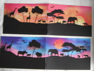 african sunset animal cards
