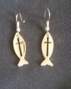 fish cross metal earrings