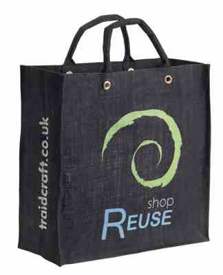 fair trade logo shopping bag, reuse natural fibre bag, natural bag for life