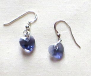 Swarovski crystal earrings, crystal heart earrings, 