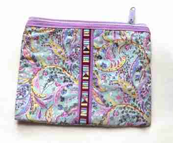 cotton cosmetic bag, handmade makeup bag, fair trade makeup bag