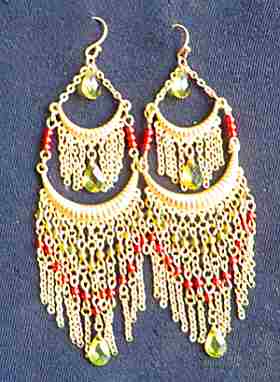 golden chain long earrings