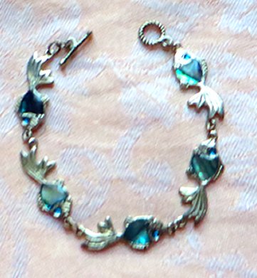 abalone fish bracelet, natural paua shell bracelet