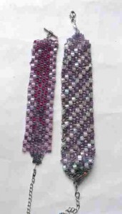 beaded purple cuff bracelets, handmade chunky bracelets