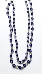 2 strand crystal necklace, handmade blue bead necklace