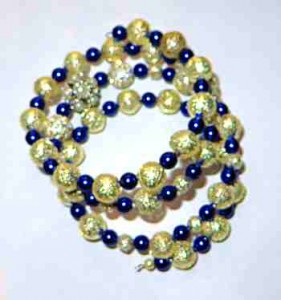 rhinestone and blue pearl bracelet, chunky memory wire bracelet