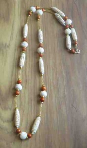 Long white bone necklace