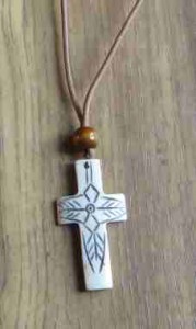 ethnic bone cross pendant, bone cross carved with flowers, bone flower crosws  pendant