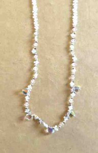 delicate irridescent crystal necklace, handmade pale bead crystal necklace