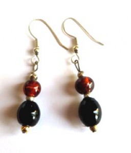 red and black glass earrings