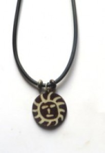 brown face pendant, ethnic boho face pendant, natural brown face pendant necklace