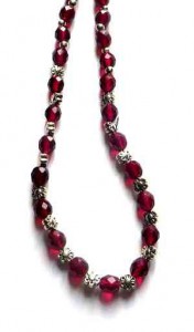 garnet deep red glass necklace
