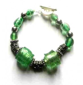 large chunky green glass bracelet