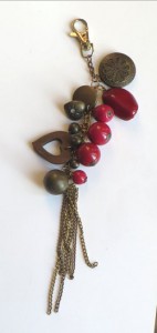 chunky red bead charm, red and gold charm