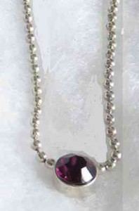 Silver and crystal purple pendant necklace