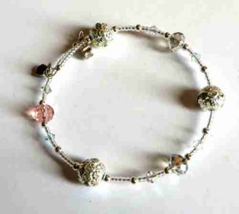 sparkly crystal bracelet, silver crystal memory wire bracelet