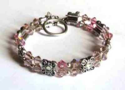 crystal bangle, double strand crystal bracelet