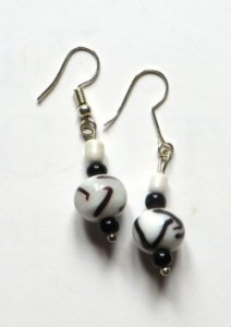 black and whitee glass bead earrings