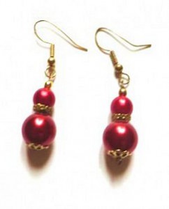 red glass pearl earrings