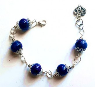 purple linked bracelet, ceramic purple bracelet, handmade glass bracelets