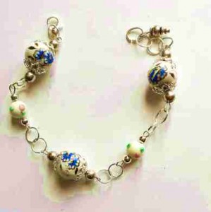 decal flower bracelet, flower link bracelet