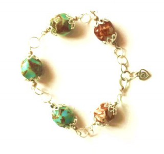 brown/green mix link bracelet