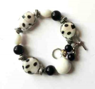 black white dot bracelet, chunky black dot bracelet