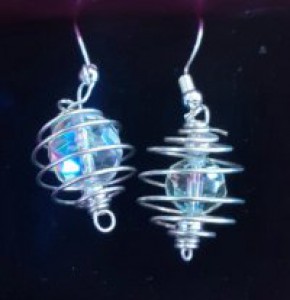 crystal wire earrings, handmade crystal earrings