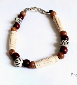 carved tube bracelet, bone tube bracelet, mens ttube bead bracelet