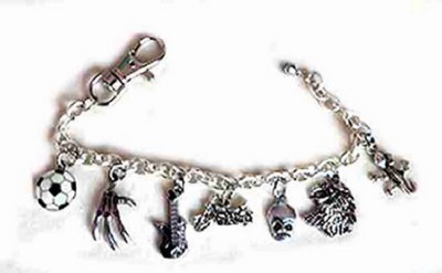mens charm bracelet, bikers skull bracelet