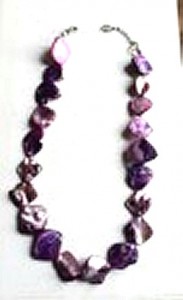 chunky shell necklace, purple shell bead necklace