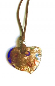 millefiori heart pendant, glass heart pendant necklace